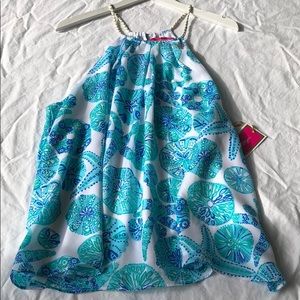 Lilly Pulitzer top with turquoise sea shells